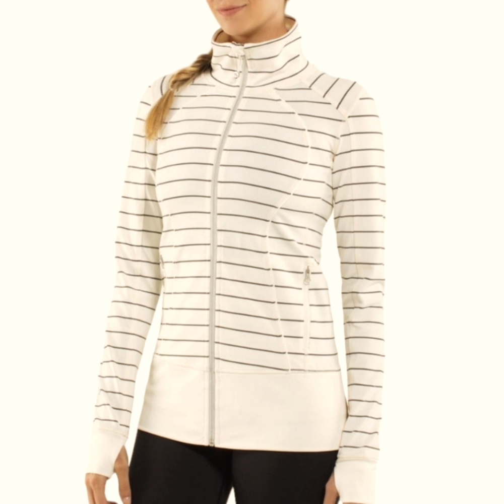 Lululemon Nice Asana Slalom stripe angel wing jacket Size 12